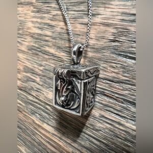Sterling Silver Prayer Box Pendant Necklace